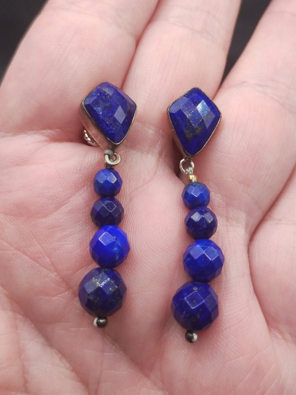 Jay King DTR mine finds Lapis Faceted dangle earrings 925 Sterling Silver - Picture 4 of 8